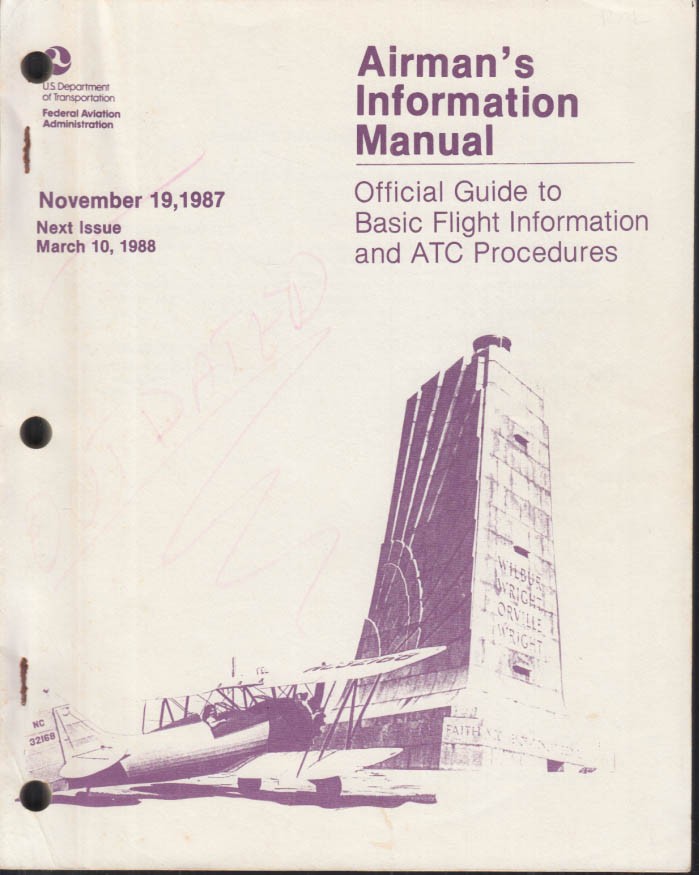 USDOT Airman's Information Manual 1987 Basic Flight Info & ATC Procedures