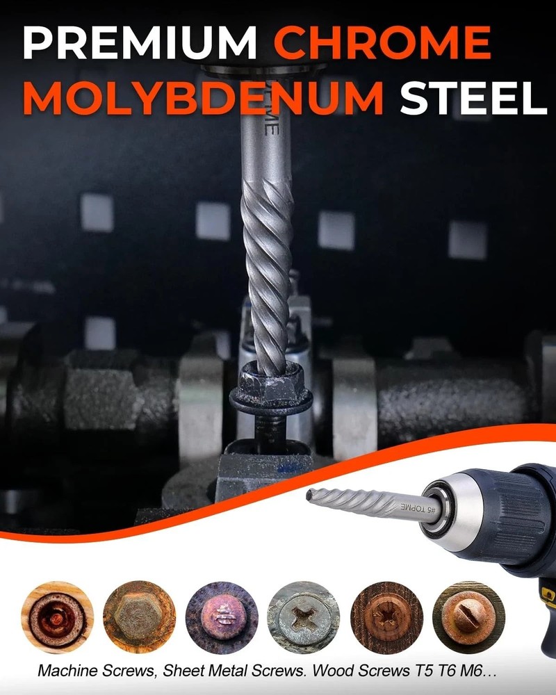 Easy Out Screw Extractor Set w HSS Steel Reverse Drill Bit for Broken Nuts 19PCS