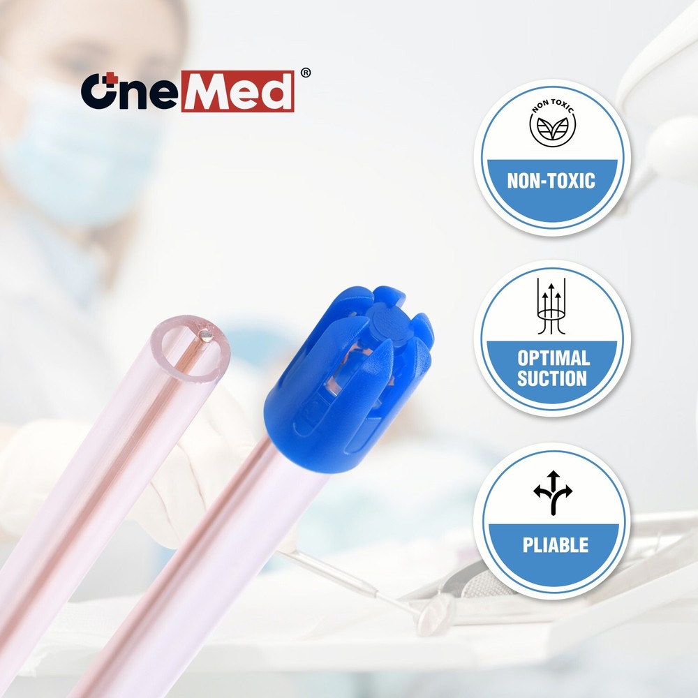 100Pcs CLEAR/BLUE Disposable Dental Saliva Ejector Evacuation Suction Tips