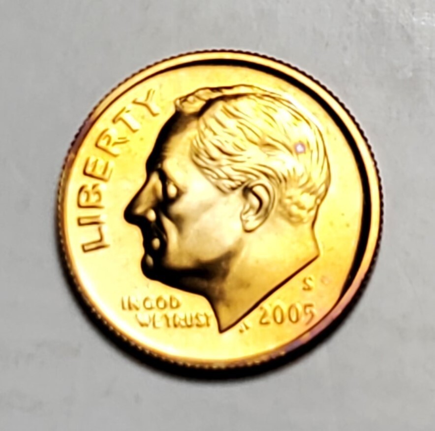 TONED 2005 S ROOSEVELT DIME CLAD PROOF UNC #C5324
