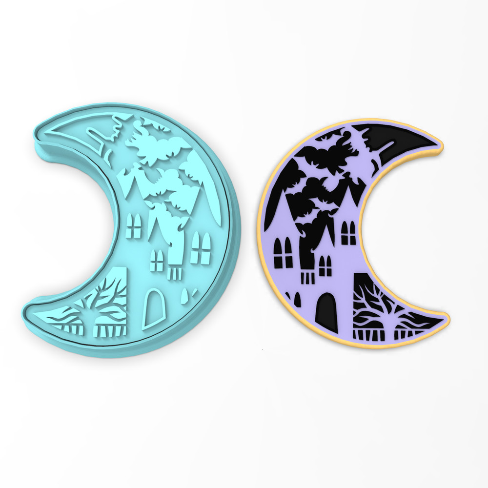 Halloween Moon Cookie Cutter & Stamp #1 | Shadow October Witch Haunted Scary