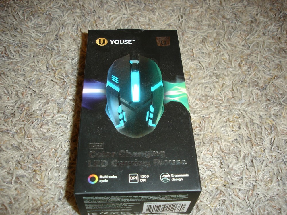 NEW Youse wired LED Light up gaming universal mouse Xbox PS4 PC color changing