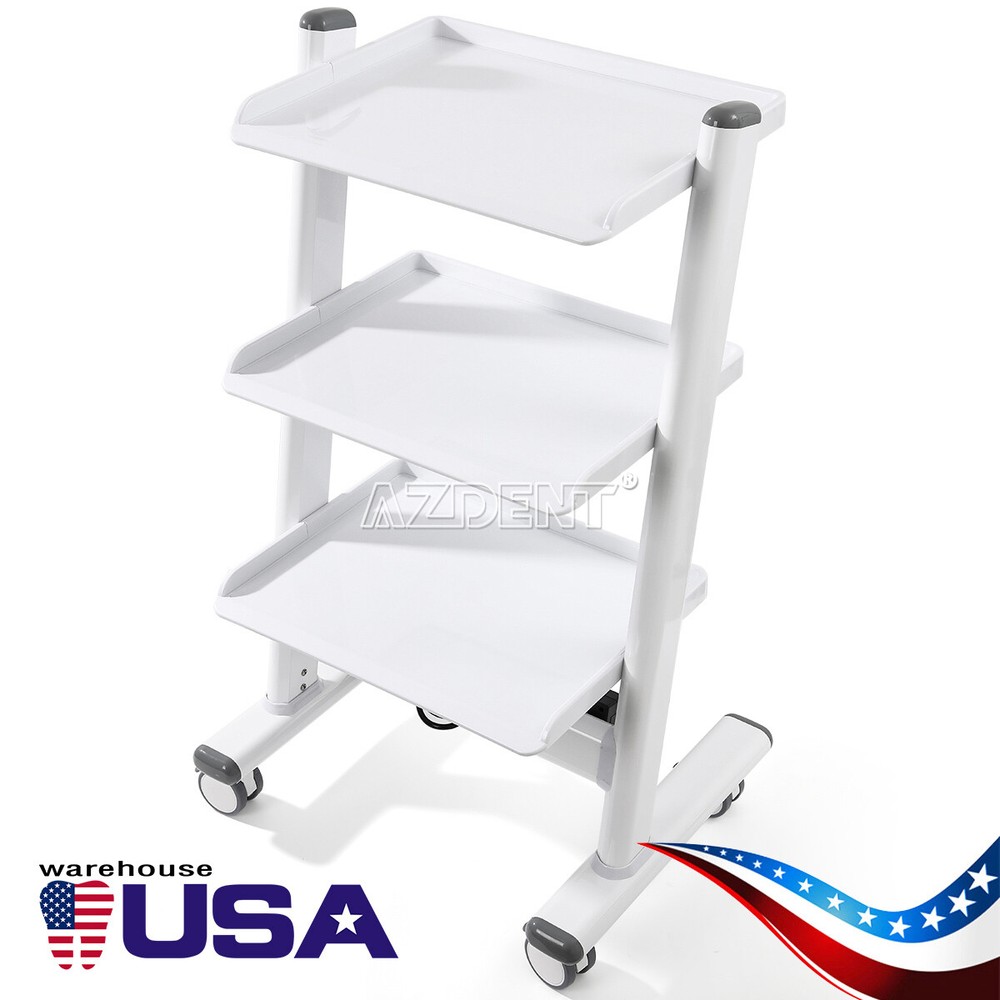 Dental Mobile Three Layer Trolley Instrument Cart Steel Tool with Socket