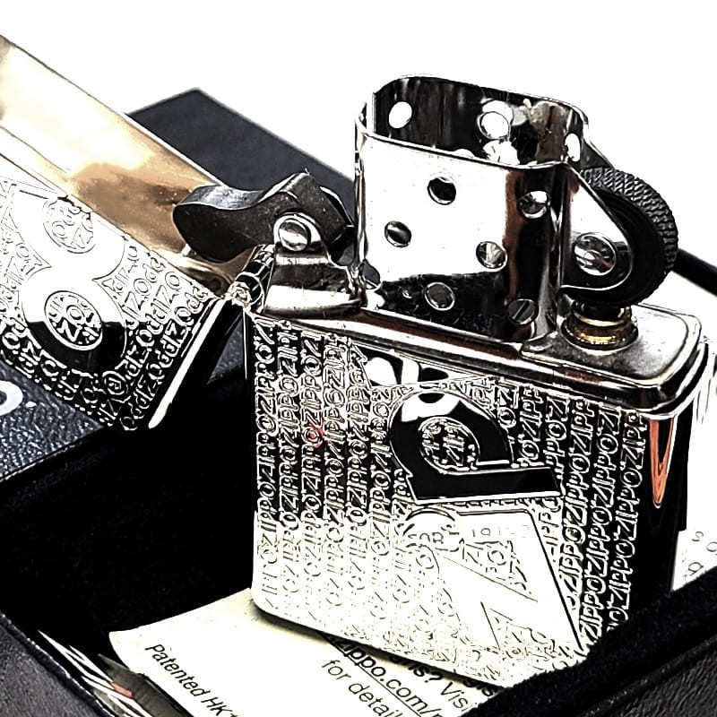 Zippo Logo Mirror Silver Etching One Sided Processing Lighter Regular Japan