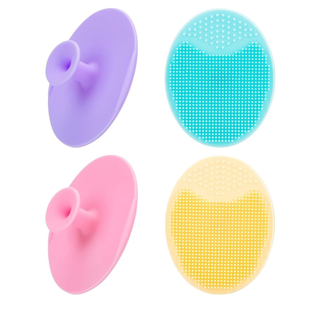 Portable 4 Pack Silicone Face Wash Brushes - Exfoliate & Improve Circulation