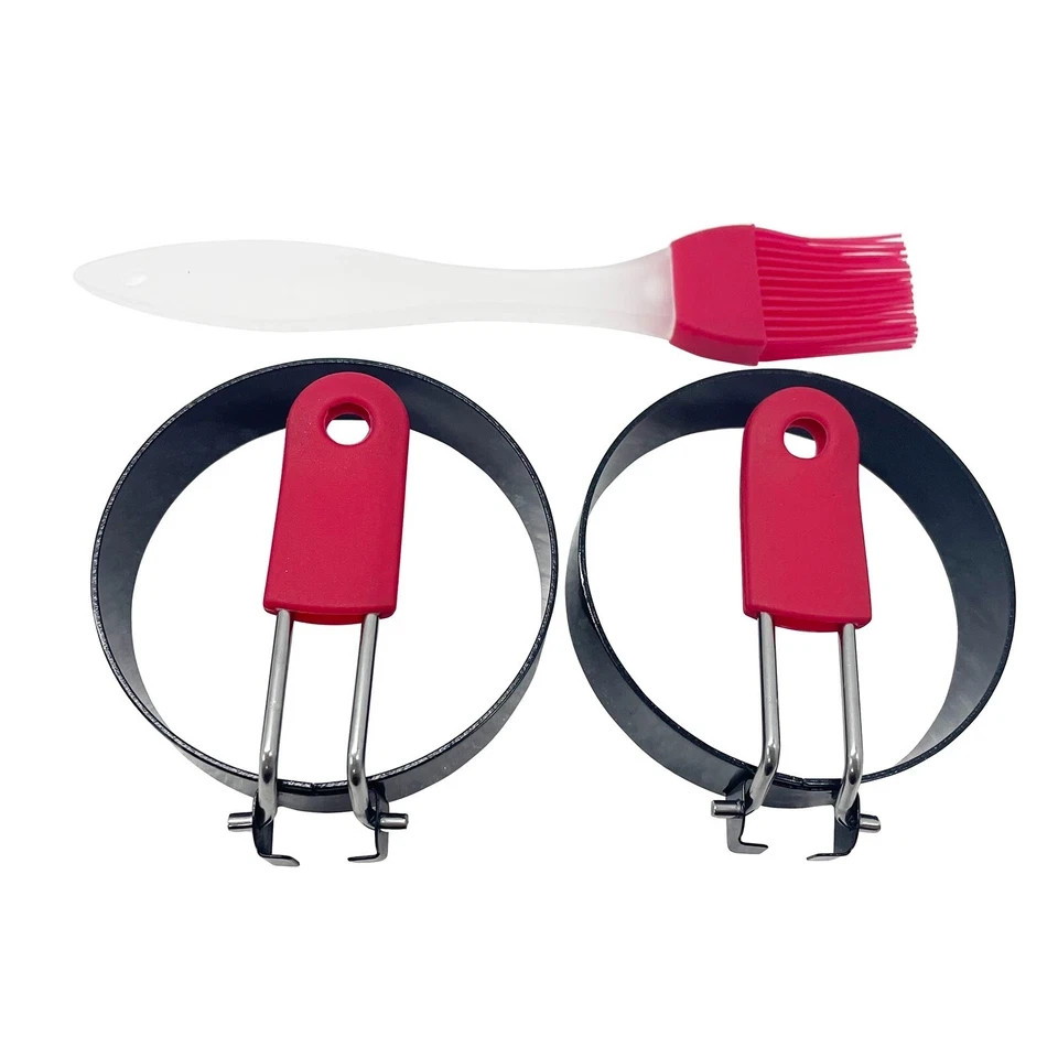 2 Pcs/Set Fried Egg Molds Kitchen Tool Stainless Egg Rings Shaper 2pk