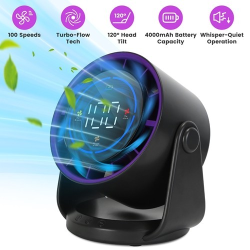 Ultra Quiet Table Fan Wall Mounted Desk Fan USB Rechargeable Digital Display