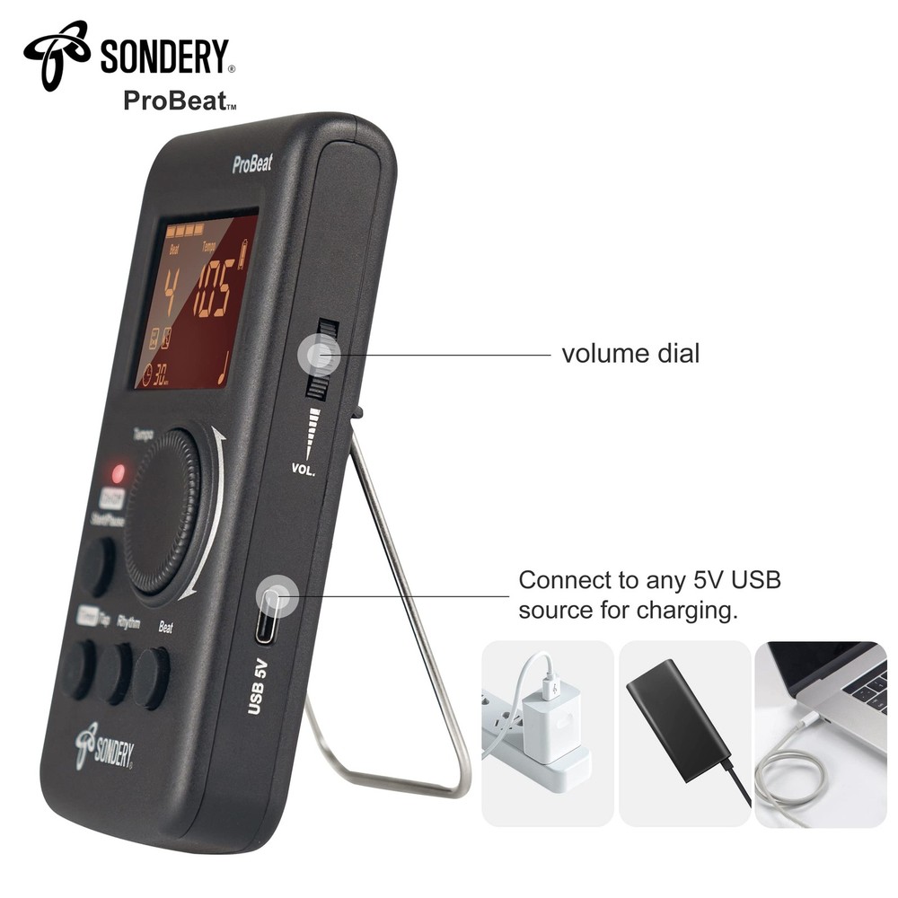 Sondery Digital Metronome Rechargeable English Vocal Counting with Timer Func...