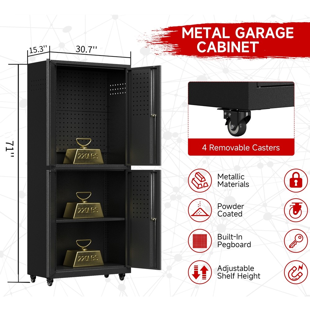 8 Pcs Garage Workshop Set Garage Storage Cabinet System Rolling Cabinet Shelving