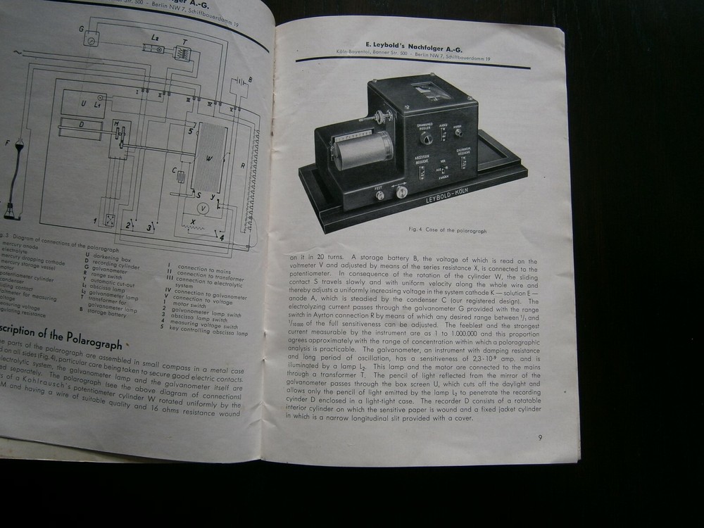 Polarograph Leybold's Nachfolger Catalog