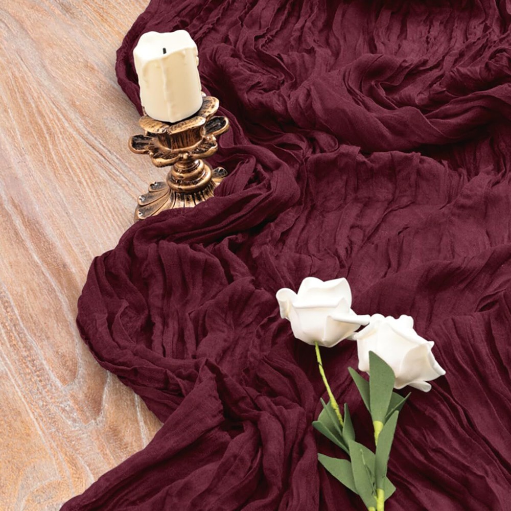 Halloween Burgundy Table Runner Cheesecloth Table Runner 10ft Gauze Rustic Fa...
