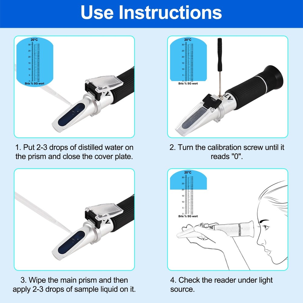Portable Brix Refractometer with ATC, Accurate Dual Scale Meter...