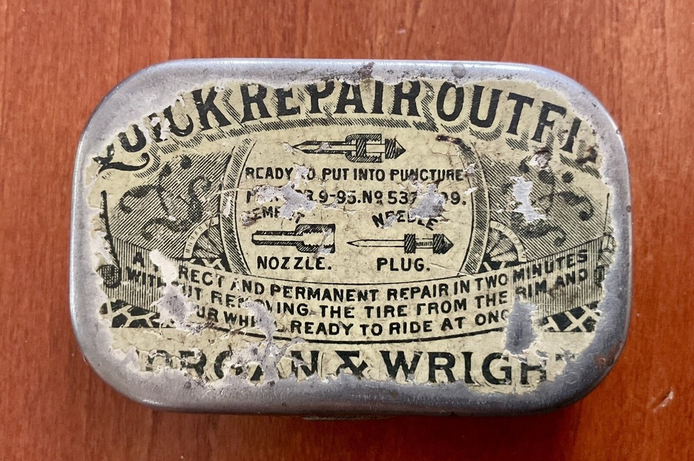 Antique Morgan & Wright Quick Repair Outfit ~ Empty Tin
