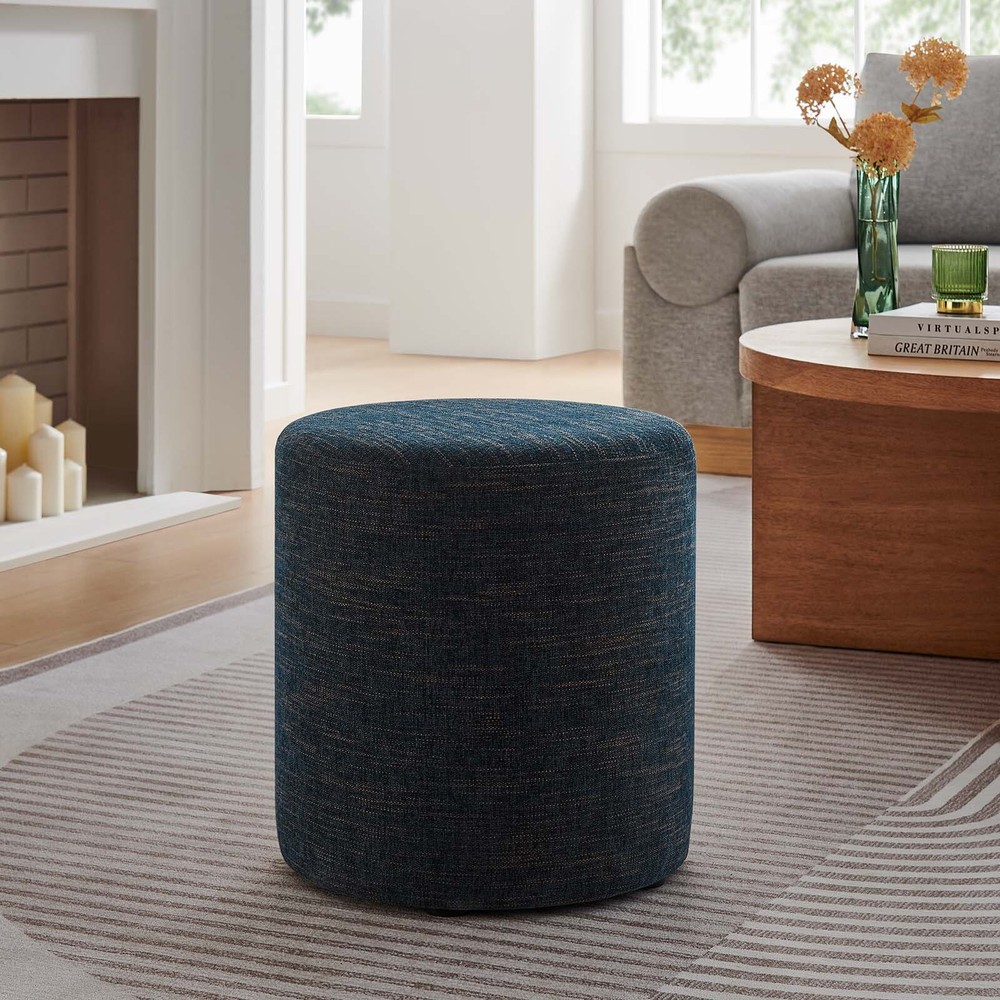 Modway 16" Round Woven Heathered Fabric Upholstered Ottoman