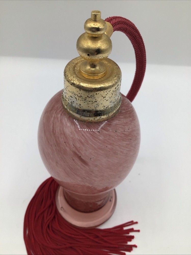 Art Glass Swirled Pink White Perfume Atomizer