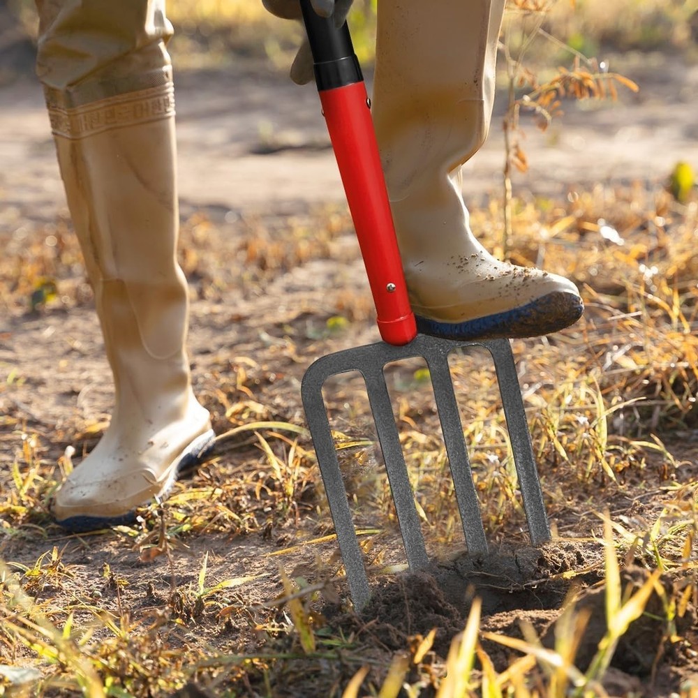 4-Tine Pitch Fork Garden Digging Fork Spading Fork Heavy Duty Pitchfork