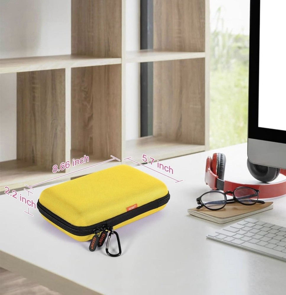 Bright Yellow Hard Shell Electronic Organizer Carrying Case - Shockproof Larg...
