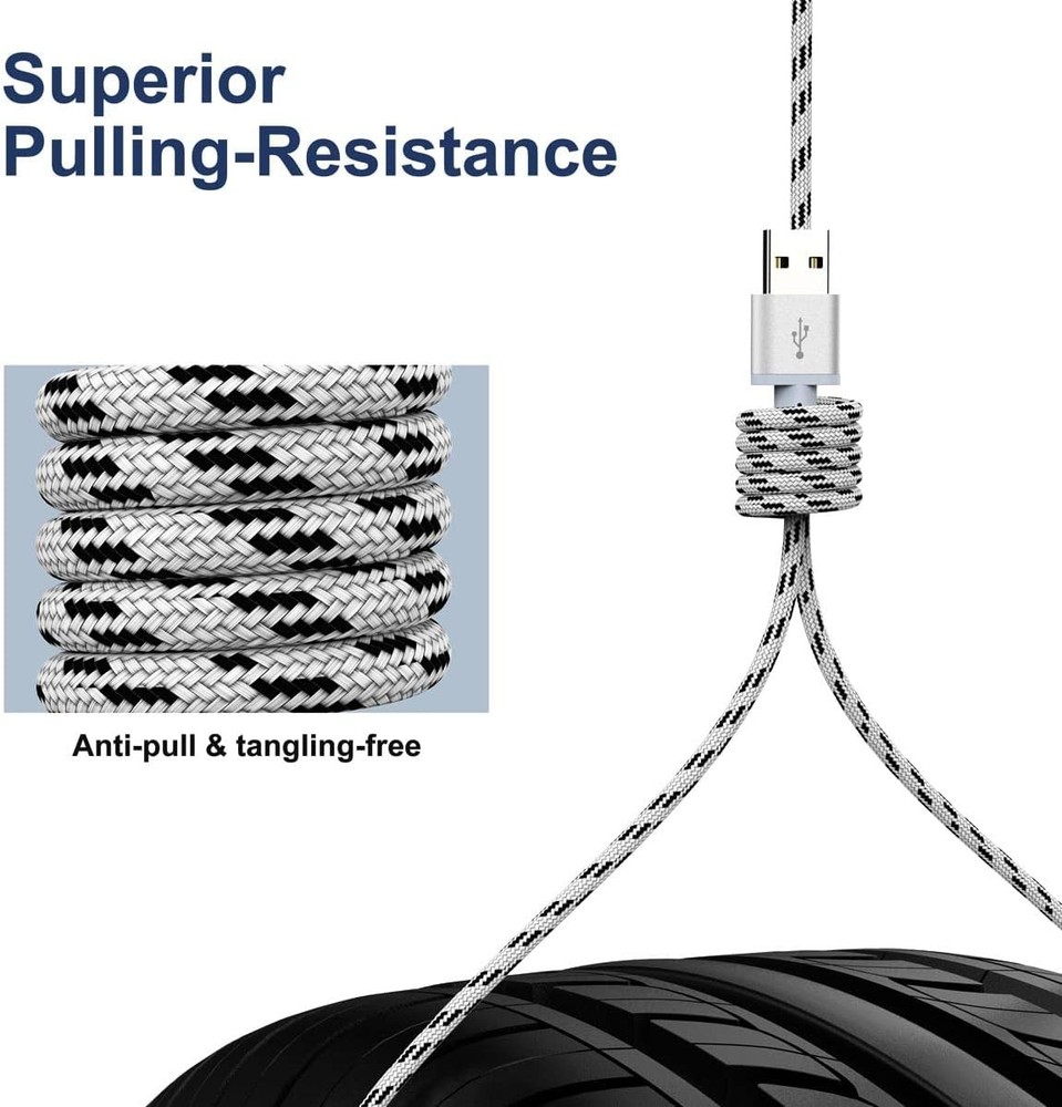 10ft Multi Charging Cable, 2Pack 4 in 1 Long Multiple Grey