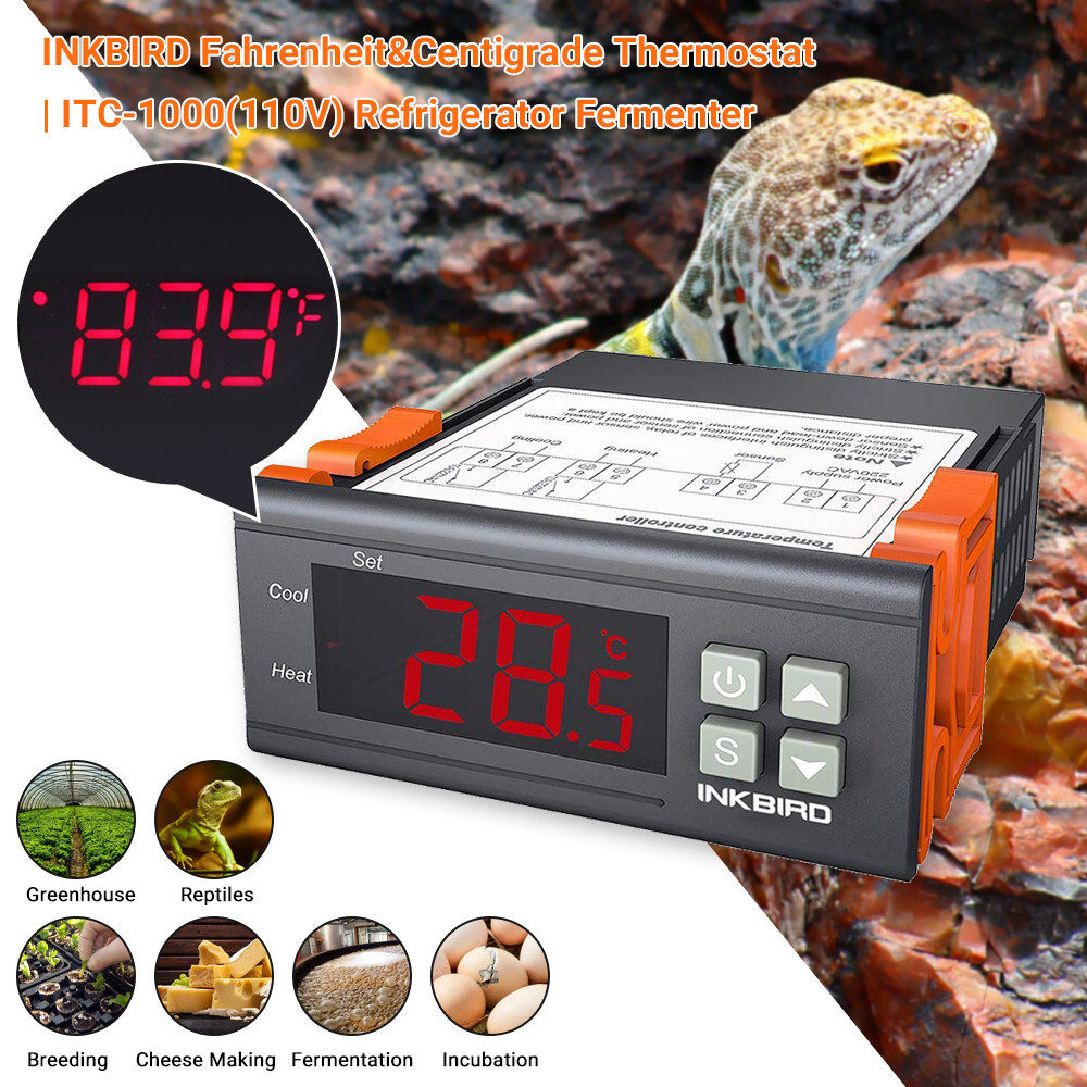 Inkbird Digital Temperature Controller ITC1000 110V Programmable Thermostat Heat