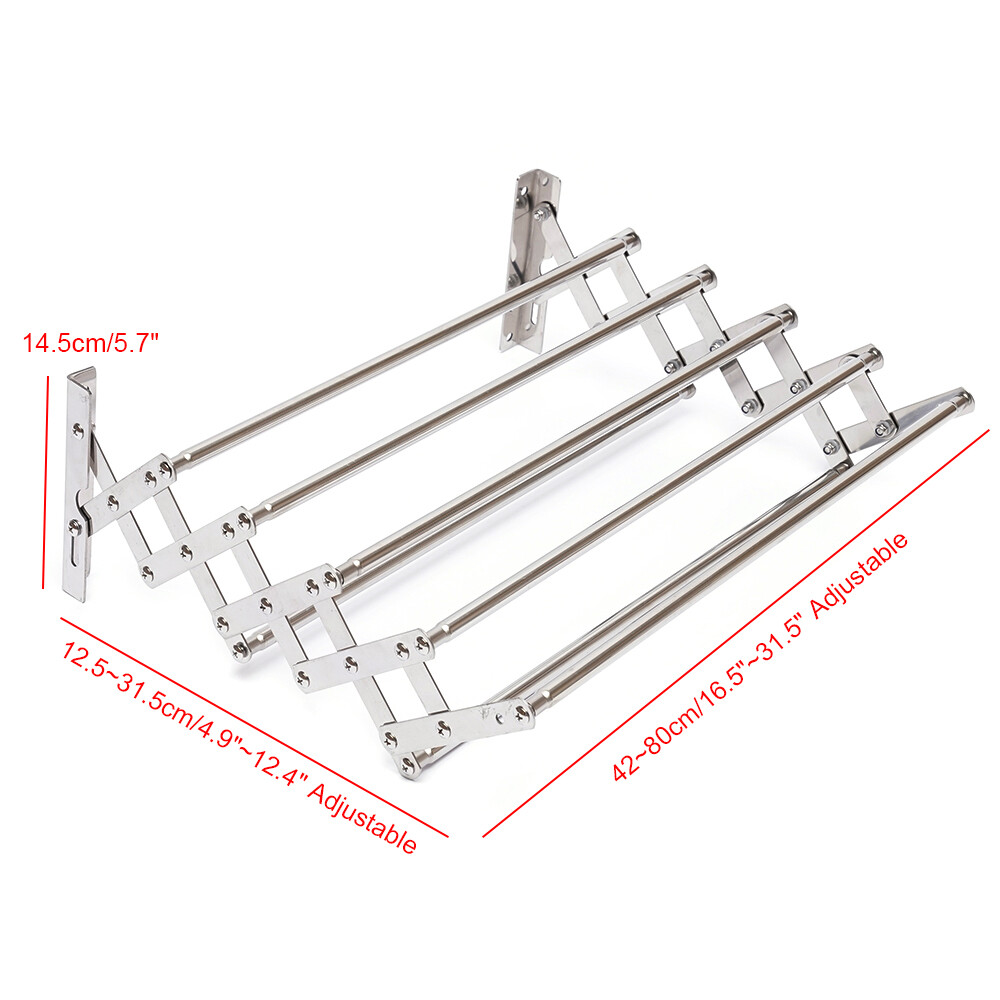Wall Mounted Clothes Drying Rack Stainless Steel Retractable Laundry Drying Rack