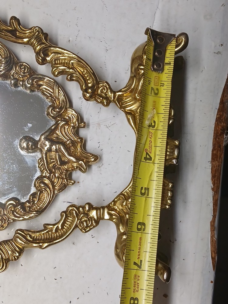 Tabletop brass mirror adjustable decorative looking glass cherub deco rococo sty