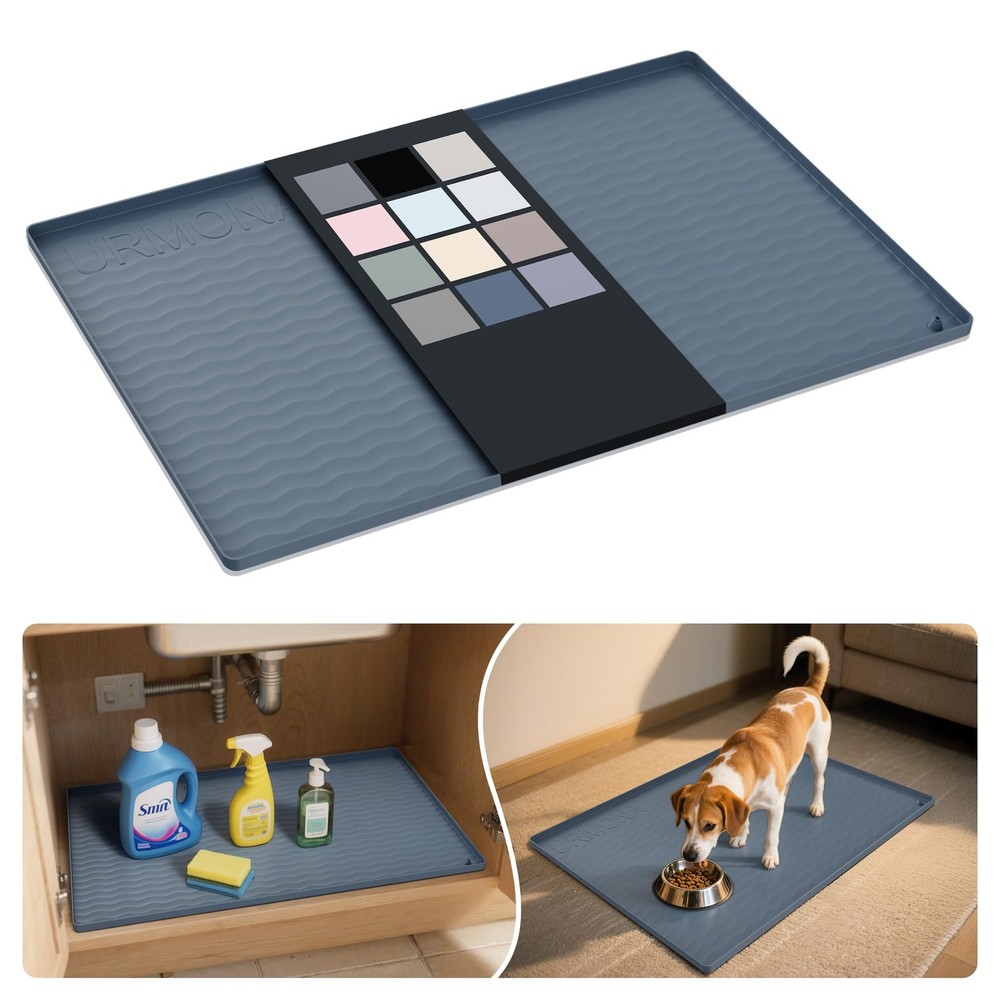 Waterproof Silicone Under Sink Mat 31'' x 22'' Shelf Liner for Kitchen Dark Grey