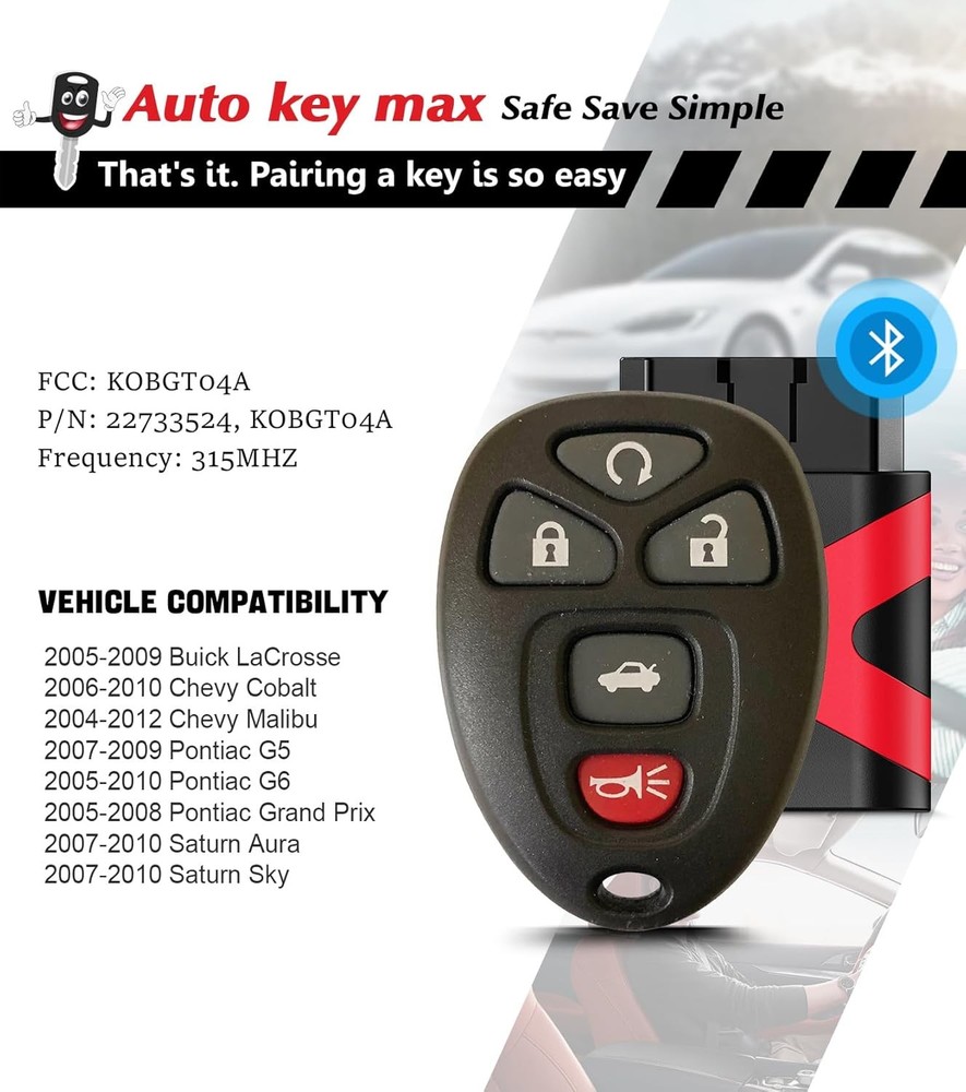 Simple Key Fob, Keyless Entry Remote Programmer Kit, Replacement for Chevy