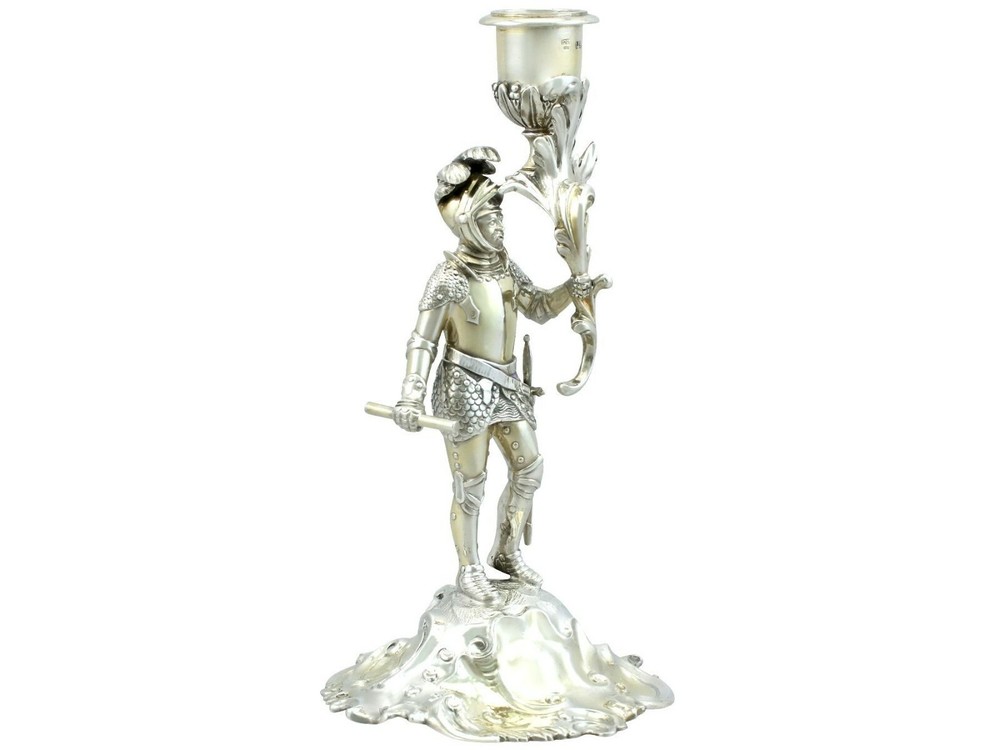 Sterling Silver Gilt Figural Candlestick by Charles Thomas Fox & George Fox