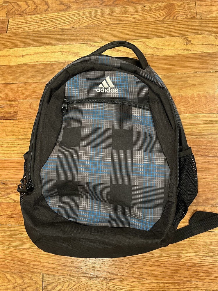 Adidas Load Spring Plaid Backpack Book Bag Laptop CPU Storage Pockets