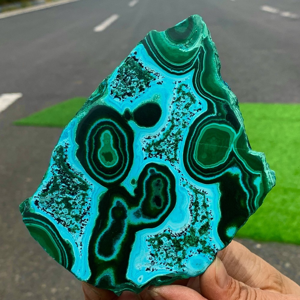 394G Natural Chrysocolla/Malachite transparent cluster rough mineral sample