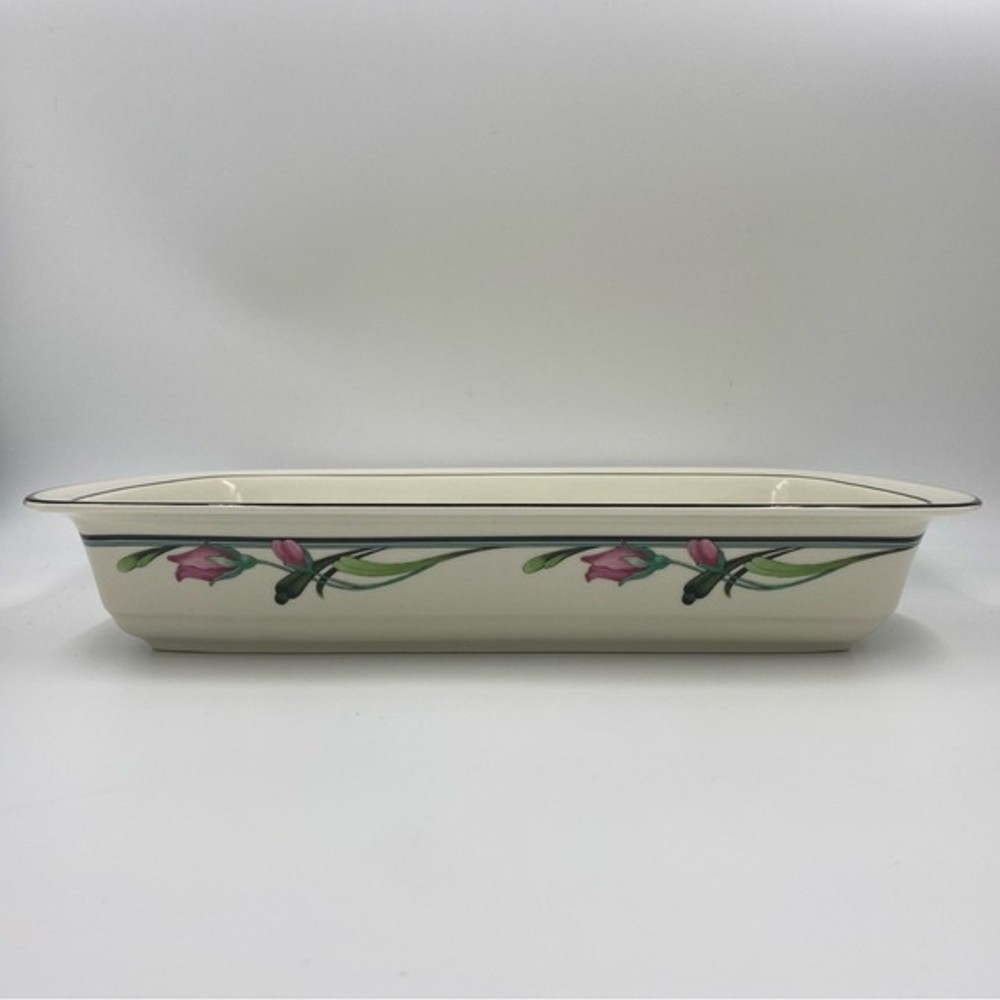 Vintage Lenox Chinaware Discontinued Midnight Blossoms 13" Rectangular Baker