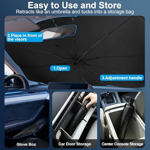 Upgrade Windshield Sun Shade Umbrella, Foldable Car Sun Shade Medium