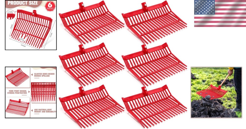 Versatile 6 Pack Manure Fork Replacement Heads - Ideal for Garden and Farm Use