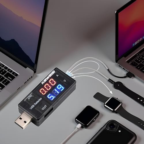 USB Power Meter, Current 3-9V 0-5A Voltage Tester Black