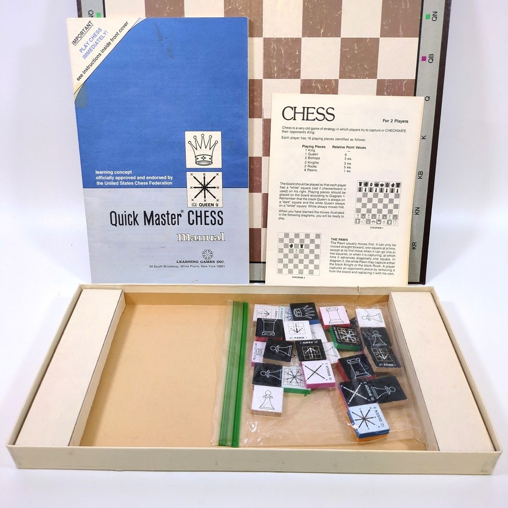 Vintage 1973 Quick Master Chess Learning Game - Complete Learning Games Inc