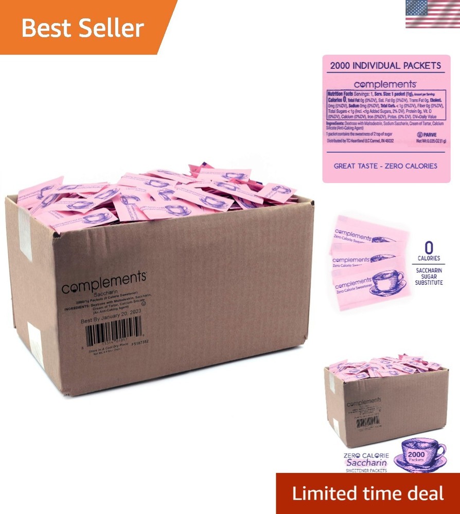 Complements 2000 Count Pink Sweetener Packets - Zero Calorie & Diabetic Friendly