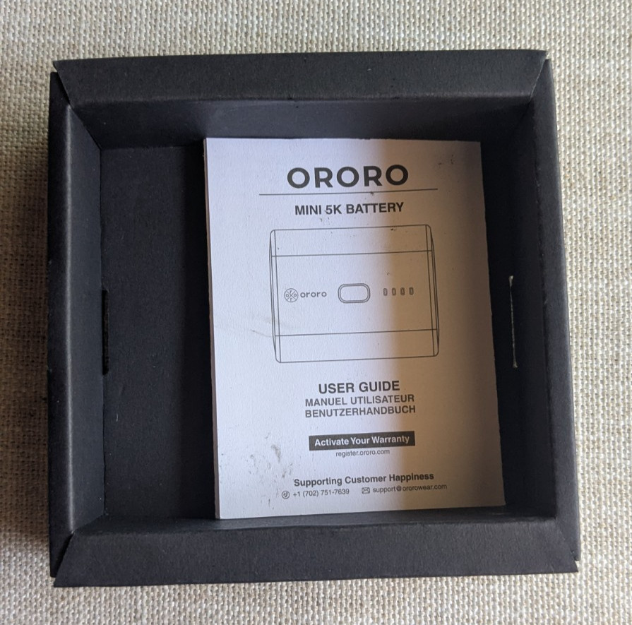 ORORO Mini 5K Heated Apparel Battery Pack + Charging Cable
