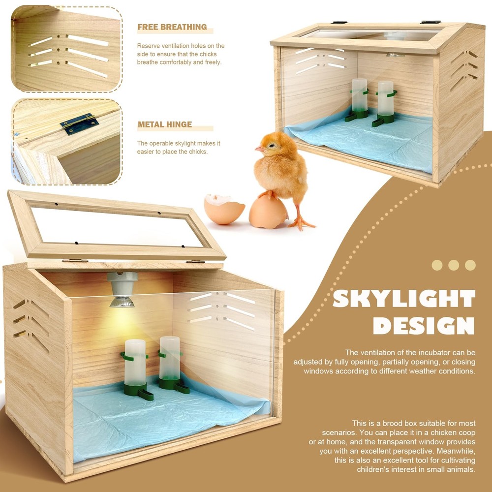 Chicken Brooder Box for Chicks & Quail with 3 Absorbent Box, Beige