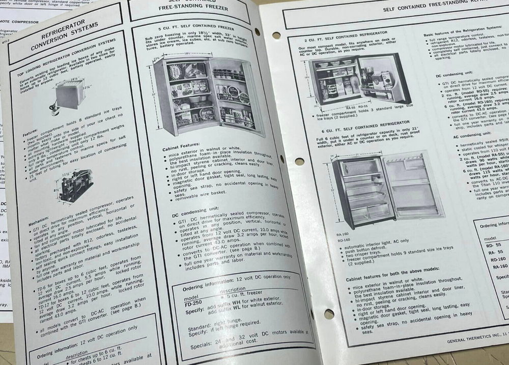 Vtg General Thermetics Price Sheet and Refrigerator Conversion Systems Brochure