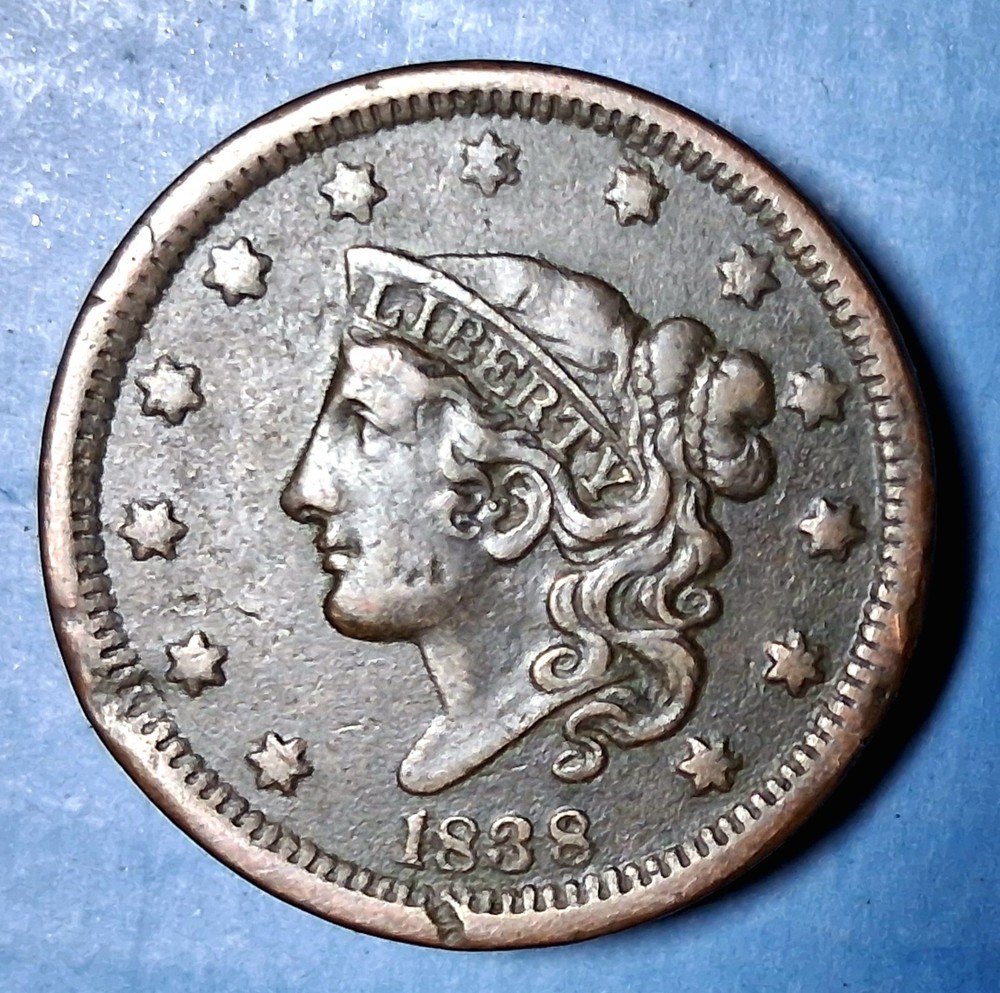 1838 Modified Matron Large Cent. XF Details