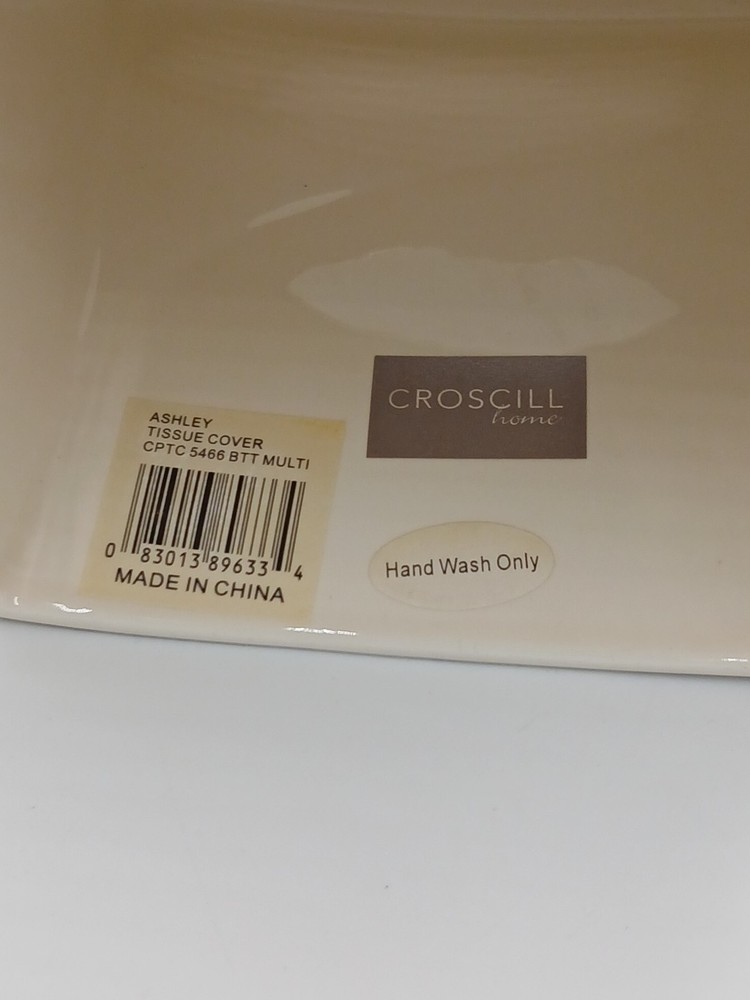 Croscill Home Ashley Silver with Purple Floral Pattern Tissue Cover Box