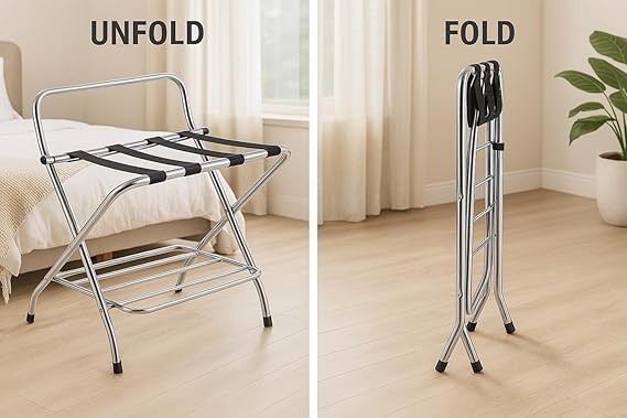 USTECH - Luggage Rack-Double Tier with High Back