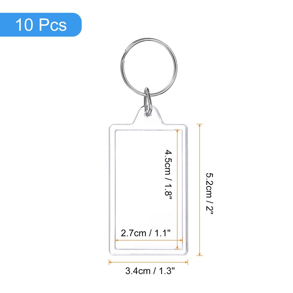 10 Pcs Photo Frame Keyring, 1.3 x 2 Inch Rectangular Photo Keychains