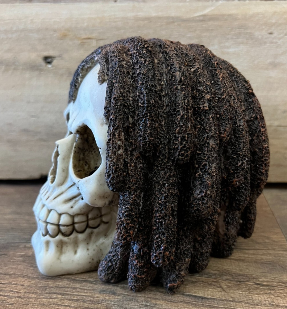 Skull With Dreadlocks Statue 5" x 5.5"