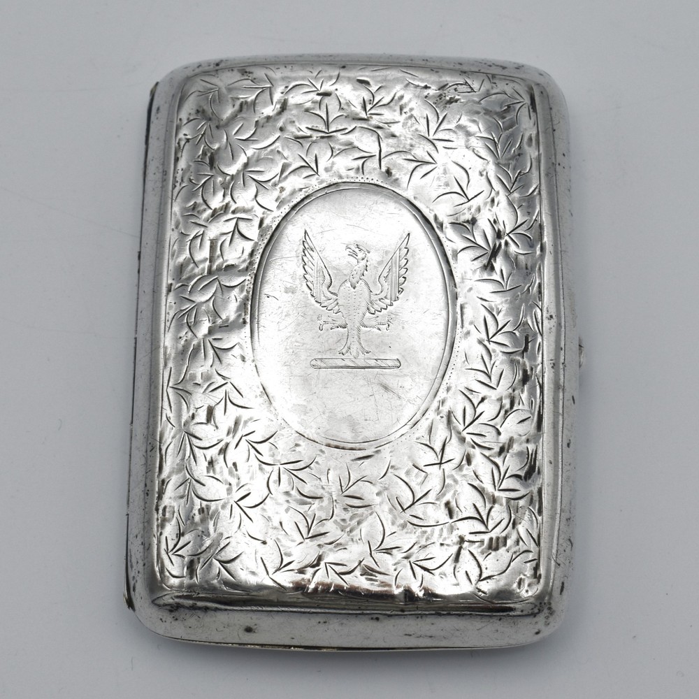 Edward VII Sterling Silver Curved Cigarette Case 1906 Patterned Ivy Phoenix