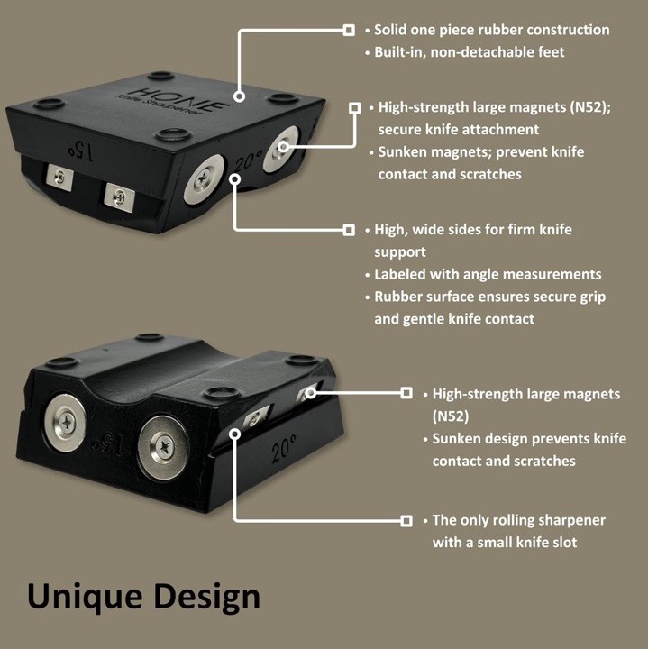 HONÉ Knife Sharpener: Canadian Engineered Dual-Sided Diamond Blade Tool