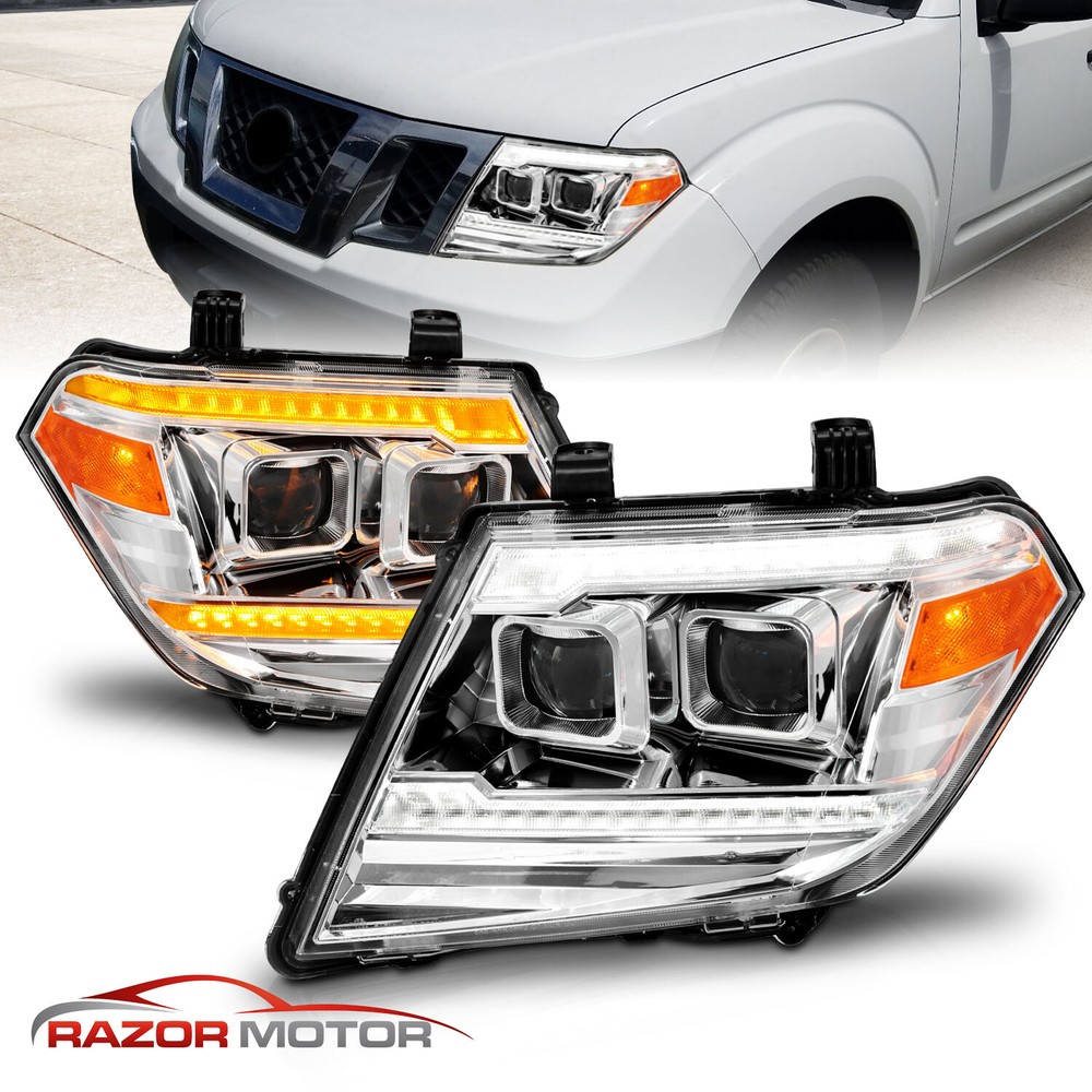 2009-2020 For Frontier LED DRL Switchback Sequential Signal Chrome Headlights
