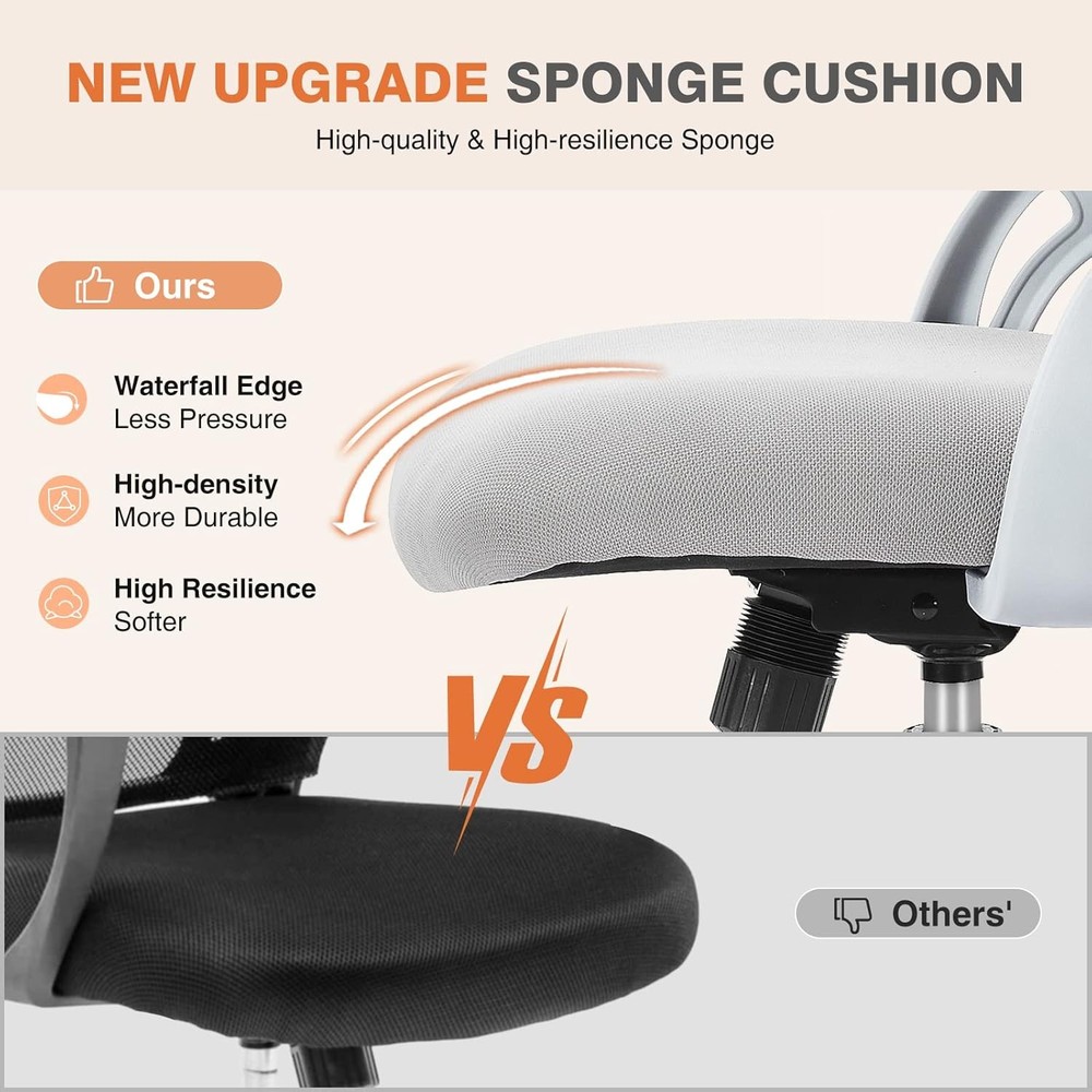 Office Computer Desk Chair, Ergonomic Mid-Back Mesh Rolling Gray