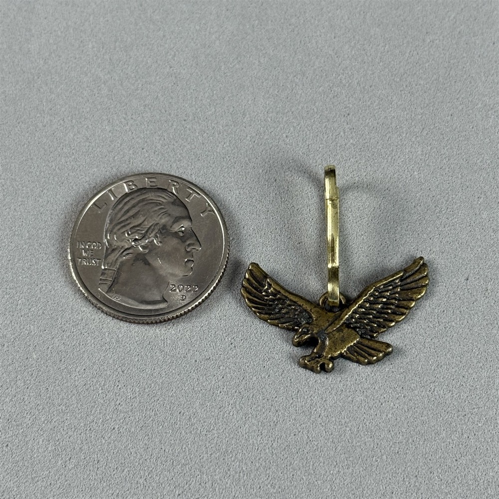 Eagle Flying Spread Wings Bronze Tone Small Charm Zipper Pull #56485
