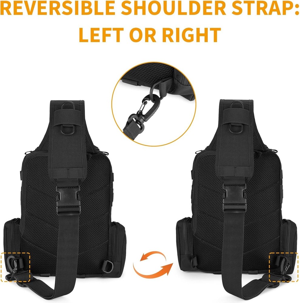 Molle Tactical Sling Bag for Men, Single Strap EDC Shoulder Backpack Pack